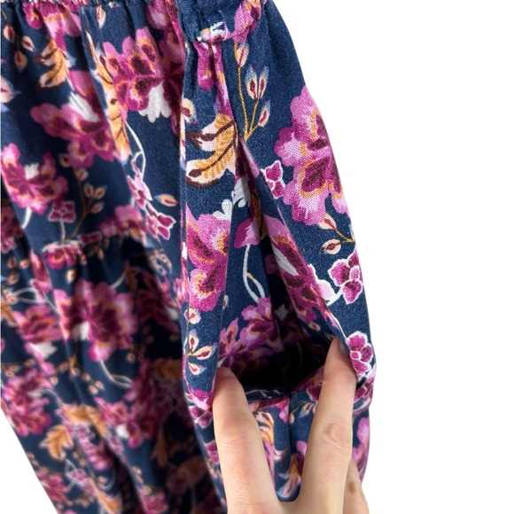 Old Navy Floral Linen Blend Midi Dress - Pink and Blue - Picture 5 of 10